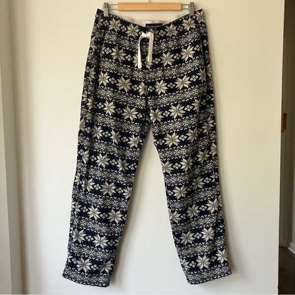 Abercrombie & Fitch Soft Sleep Pants Size L Unisex Navy Fair Isle Cozy Lounge - Picture 2 of 9